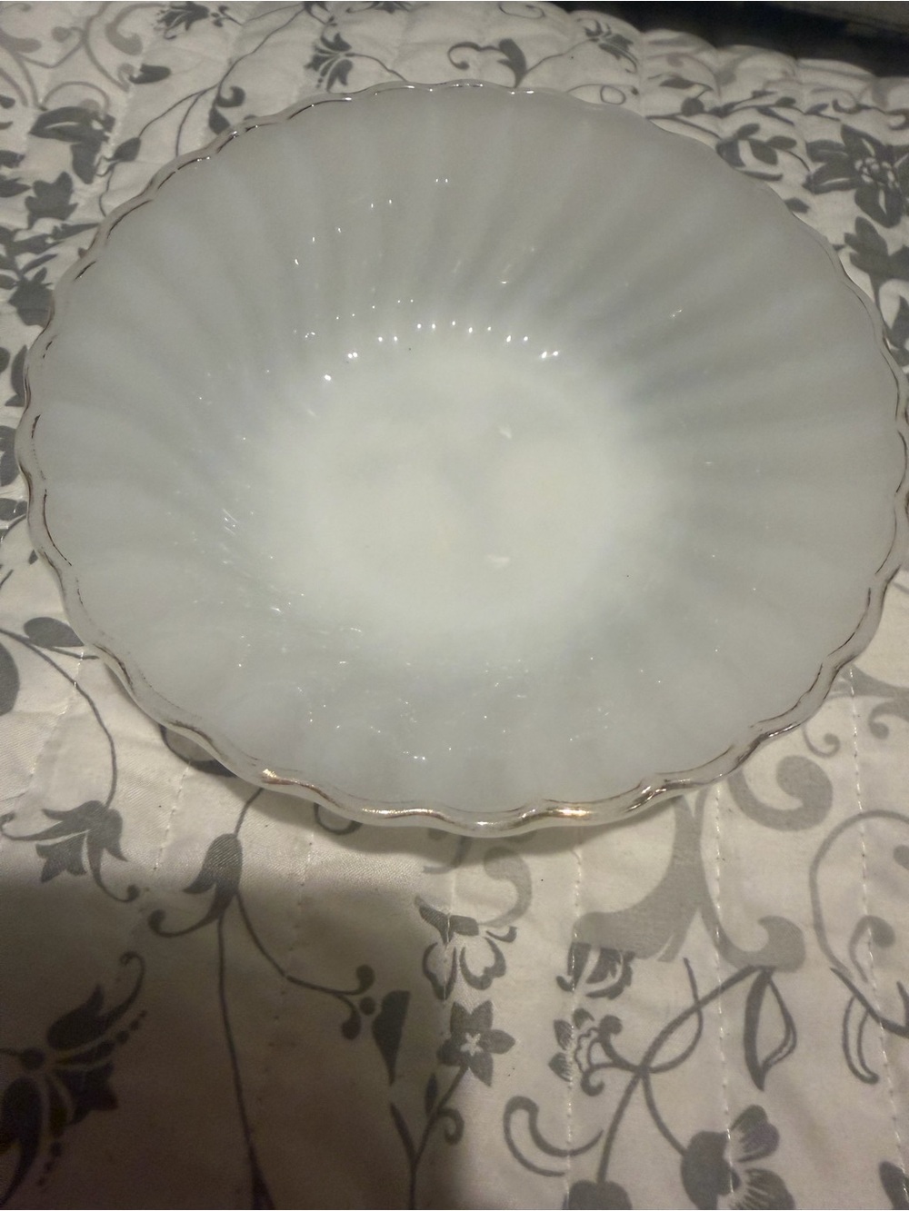 Vintage Anchor Hocking Fire King Gold Trim Serving Bowl